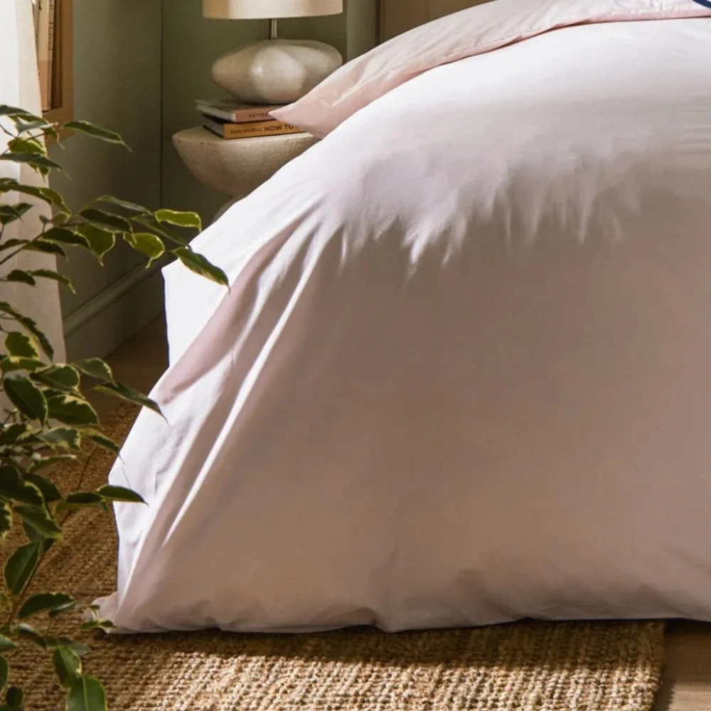 NEW Woolroom Arinta Organic Cotton Queen Comforter Duvet Cover Marshmallow Pink